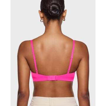 INLYRIC Women's Inbarely Triangle Bralette Comfortable Unlined V Neck Wireless Smoothing Bra Top Stretch Bright Pink Medium