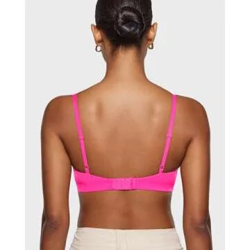 INLYRIC Women's Inbarely Triangle Bralette Comfortable Unlined V Neck Wireless Smoothing Bra Top Stretch Bright Pink Medium
