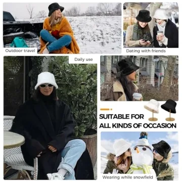 BFONS Faux Fur Winter Bucket Hat for Stylish Warmth