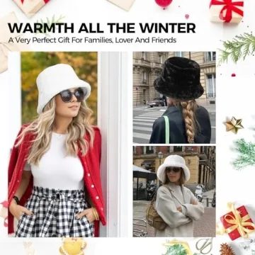 BFONS Faux Fur Winter Bucket Hat for Stylish Warmth