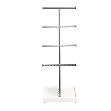 Amazon Basics Four-Tier Jewelry Tree Stand - White/Nickel