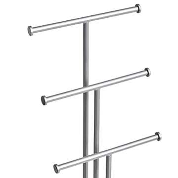 Amazon Basics Four-Tier Jewelry Tree Stand - White/Nickel