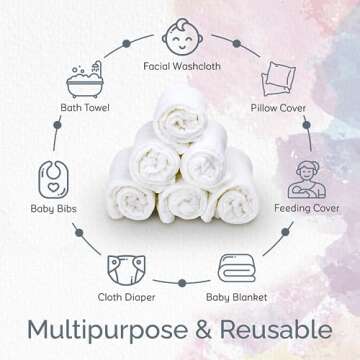 KiddyCare Muslin Cotton Burp Cloths, Gentle on Baby Skin, Absorbent Burp Rags & Essential Newborn Stuff for Gentle Infant Care & Daily Use, Must Have Baby Essentials, Washcloths for Newborns 4 Pieces