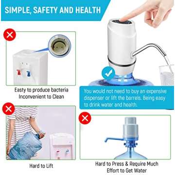 Water Dispenser for 5 Gallon Bottle,Drinking Water Pump Portable Universal USB Charging Water Bottle...