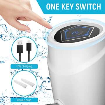 Water Dispenser for 5 Gallon Bottle,Drinking Water Pump Portable Universal USB Charging Water Bottle Pump for 2-5 Gallon with 2 Silicone (White)