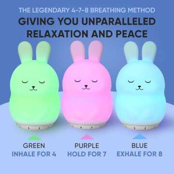 Mindfulness 'Breathing Owl' | 4-7-8 Guided Visual Meditation Breathing | 3 in 1 Device with Night Light & Noise Machine for ADHD Anxiety Stress Relief Sleep - Gift for Kids Adult Women Men