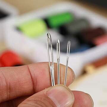 Durable Large Eye Sewing Needles - 18 Piece Set for All Crafting