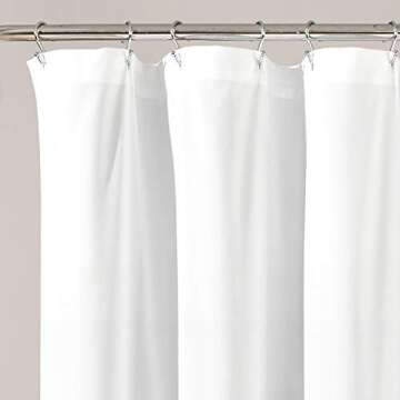 Lush Decor Avery Shower Curtain Ruffled Vintage Chic Farmhouse Style Bathroom, 72” x 72”, White
