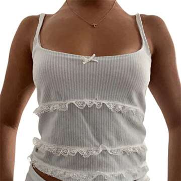 Faithtur Sexy Two Piece Outfits for Women Summer Clothes Tank Top Camis and Shorts Bottoms Sleepwear Women Pajamas Set