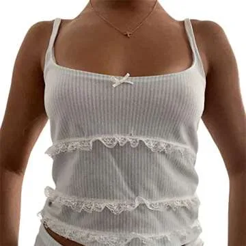 Faithtur Sexy Two Piece Outfits for Women Summer Clothes Tank Top Camis and Shorts Bottoms Sleepwear Women Pajamas Set