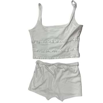 Faithtur Sexy Two Piece Outfits for Women Summer Clothes Tank Top Camis and Shorts Bottoms Sleepwear Women Pajamas Set