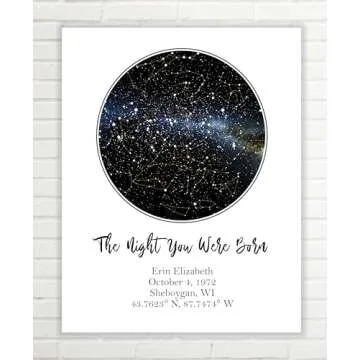Personalized Star Map - Custom Star Map (Unframed, Multiple Sizes, Star Print, Star Constellation Map Wall Art, Great Gift, Special Occasion, Engagement Gift, Wedding Gift, Anniversary Gift)