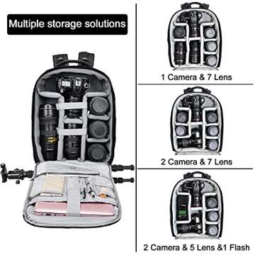 Cwatcun Camera Backpack Professional DSLR Bag with USB Charging Port Rain Cover, Photography Laptop ...