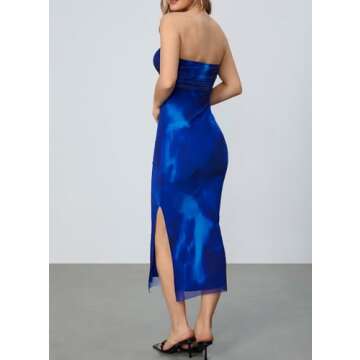 Milumia Women's Summer Strapless Tube Top Maxi Dress Ruched Bodycon Vacation Dress