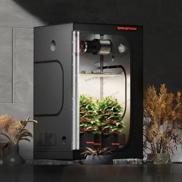 Spider Farmer 4.6x2.3x6.6 Pro-Grade Grow Tent, 55"x28"x80", with Observation Window and Floor Tray, 1680D Thicken Mylar Canvas Hydroponic Grow Tent, 4x2 for Indoor Growing for SF2000