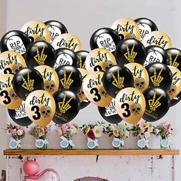 30PCS SharkBliss Gold & Black Balloons for 30th Birthday