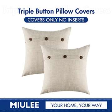 MIULEE Decorative Linen Throw Pillow Covers Set of 2