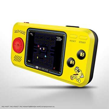 My Arcade Pocket Player Handheld Game Console: 3 Built In Games, Pac-Man, Pac-Panic, Pac-Mania, Full Color Display, Speaker, Volume Controls, Headphone Jack, Battery or Micro USB Powered, Yellow