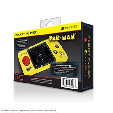 My Arcade Pocket Player Handheld Game Console: 3 Built In Games, Pac-Man, Pac-Panic, Pac-Mania, Full Color Display, Speaker, Volume Controls, Headphone Jack, Battery or Micro USB Powered, Yellow