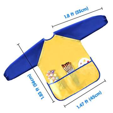 KUUQA Childrens Kids Toddler Waterproof Play Apron Art Smock with 3 Roomy Pockets - Painting, Baking...
