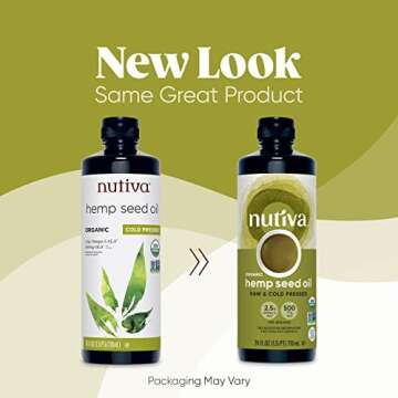 Nutiva Organic Cold-Pressed Unrefined Raw Hemp Seed Oil, 24 Ounce, USDA Organic, Non-GMO, Whole 30 A...