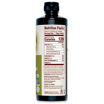 Nutiva Organic Cold-Pressed Unrefined Raw Hemp Seed Oil, 24 Ounce, USDA Organic, Non-GMO, Whole 30 Approved, Vegan, Gluten-Free & Keto, Rich In Omega 3 & 6 Fatty Acids