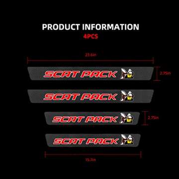 ICECTR Fit Scat Pack Door Sill Protector Sticker 4PCS Dodge Challenger Door Guard Pad, Carbon Fiber Decoration Door Entry Guard for Dodge Challenger Charger Scat Pack Accessories