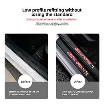 ICECTR Fit Scat Pack Door Sill Protector Sticker 4PCS Dodge Challenger Door Guard Pad, Carbon Fiber Decoration Door Entry Guard for Dodge Challenger Charger Scat Pack Accessories