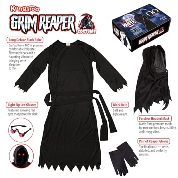 Kangaroo Grim Reaper Costume for Kids - LED Halloween Fun