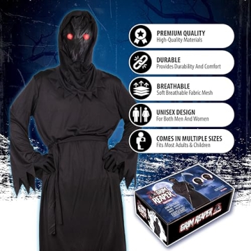 Kangaroo Grim Reaper Costume for Kids - LED Halloween Fun