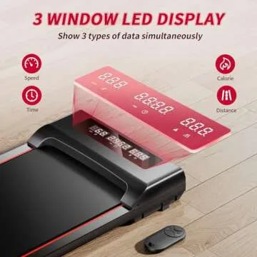 RHYTHM FUN Walking Pad Under Desk Treadmill, Walking Pad Treadmill 300 LB Capacity with Remote Control, Portable Treadmill for Office/Home Lightweight, Mini Treadmill with 3 Window LED Display