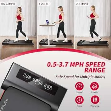 RHYTHM FUN Walking Pad Under Desk Treadmill, Walking Pad Treadmill 300 LB Capacity with Remote Control, Portable Treadmill for Office/Home Lightweight, Mini Treadmill with 3 Window LED Display
