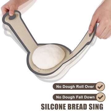 2 Pack Silicone Bread Sling, Non-Stick & Easy Clean Dutch Oven Baking Mat with Longer Handles, Silic...