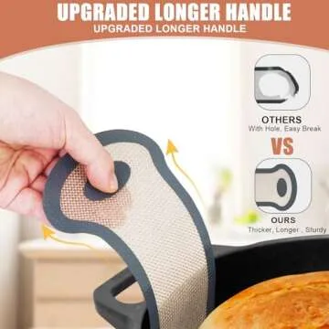 2 Pack Silicone Bread Sling, Non-Stick & Easy Clean Dutch Oven Baking Mat with Longer Handles, Silicone Baking Sling to Transfer SourDough Easily, Reusable Bread Mat Set with Storage Bracelets
