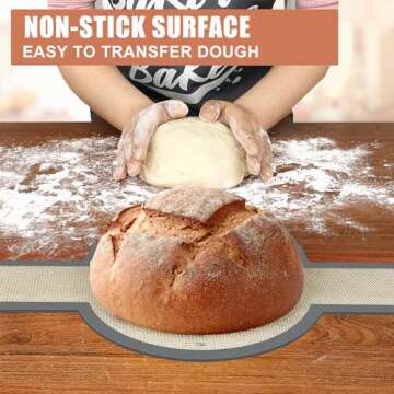 2 Pack Silicone Bread Sling, Non-Stick & Easy Clean Dutch Oven Baking Mat with Longer Handles, Silicone Baking Sling to Transfer SourDough Easily, Reusable Bread Mat Set with Storage Bracelets