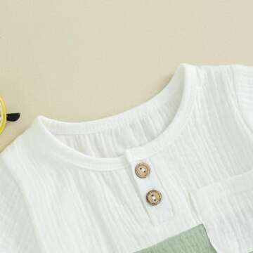 Kupretty Baby Boy Summer Clothes Toddler Outfit Cotton Linen Short Sleeve Button T-Shirt Tees + Shor...