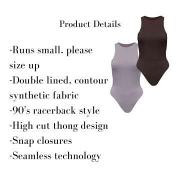 Almere High Neck Body Suit - Sleeveless Womens Bodysuit Thong, Racerback Shapewear Bodysuit for Women, Small-Clay