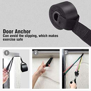 LEMETOW Resistance Bands Set (11pcs), Workout Bands Door Anchor, Handles, Waterproof Carry Bag, Legs Ankle Straps for Resistance Training, Physical Therapy, Home Workouts, Ankle Straps