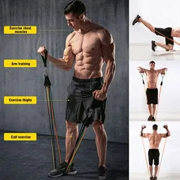 LEMETOW Resistance Bands Set (11pcs), Workout Bands Door Anchor, Handles, Waterproof Carry Bag, Legs Ankle Straps for Resistance Training, Physical Therapy, Home Workouts, Ankle Straps