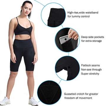 TYUIO High Waist Workout Yoga Shorts with Pockets for Women