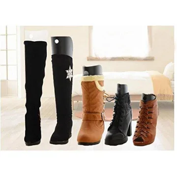 UPSTORE 2Pairs Black Plastic Thicken Long Automatic Stand Support Shaper Shoe Trees Tall Short Boot Shaper Inserts Pads Knee High Shoes Thigh Boot Holder Hanger for Women Lady Most Shoes(18inch/43cm)