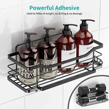 ATEMANS Black Shower Caddy 5-Pack, Bathroom Shower Shelves, Shower Shelf for Inside Shower，Adhesive Wall Mounted Shower Racks with Soap Holder