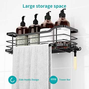 ATEMANS Black Shower Caddy 5-Pack, Bathroom Shower Shelves, Shower Shelf for Inside Shower，Adhesive Wall Mounted Shower Racks with Soap Holder