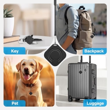 IFMDA Tags-4 Pack Air Tracker, Key Finder Locator with Sound Compatible with Apple Find My (iOS Only), Trackers Like Airtags, Your Luggage Tracker, Key Tracker, Pets Tracker, etc. Lightweight, Black