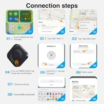 IFMDA Tags-4 Pack Air Tracker, Key Finder Locator with Sound Compatible with Apple Find My (iOS Only), Trackers Like Airtags, Your Luggage Tracker, Key Tracker, Pets Tracker, etc. Lightweight, Black