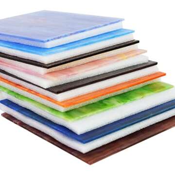 KIPHEPI 9 Sheets, 6 x 6 Inch Cathedral Stained Glass for Mosaic Crafts, Assorted Colors Glass Sheets for Stunning Projects