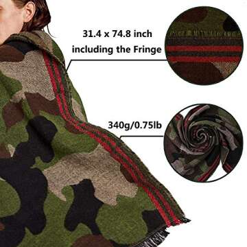 Echolife Cashmere Wool Camouflage Scarf Poncho Pashmina Shawl and Wrap for Women (Green)
