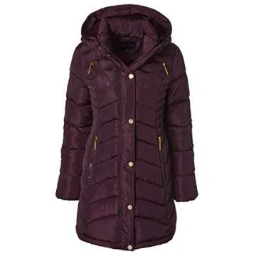 Sportoli Women Long Quilted Puffer Jacket with Faux Fur Trim