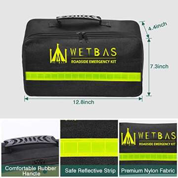 WETBAS Car Roadside Emergency Kit, Auto Vehicle Safety Emergency Road Side Assistance Kits Essential...