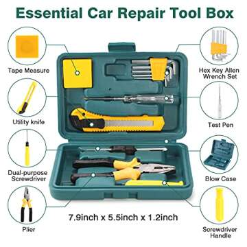 WETBAS Car Roadside Emergency Kit, Auto Vehicle Safety Emergency Road Side Assistance Kits Essentials, Solenoid Starter Repair Kit with Jumper Cables, Safety Hammer, Reflective Warning Triangle